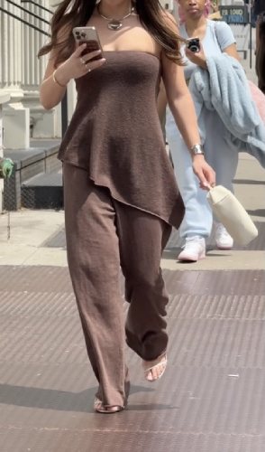 heart pendant necklace and stacked bangles