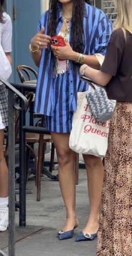 mixed blue linen ensemble