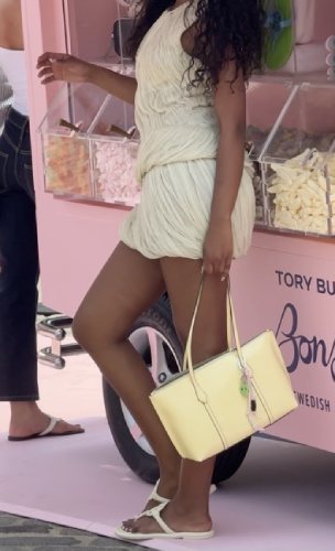 shoulder bag and sandals