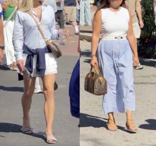 mini shorts, crisp white tanks