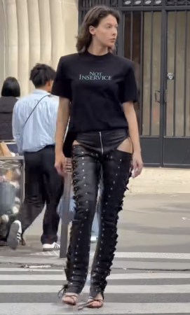 cutout black pants with zipper