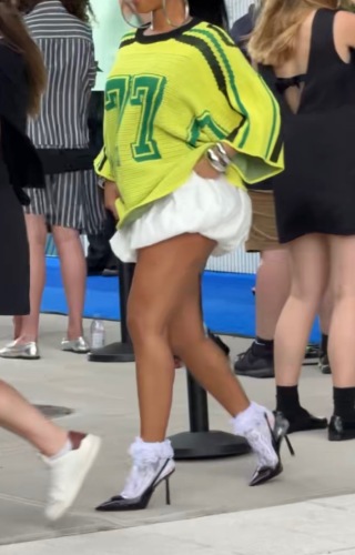 lime green crochet jersey top